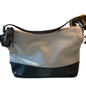 Ladies taupe and black Kate Spade shoulder bag.
